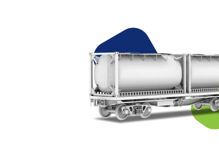 Железнодорожная платформа с танк-контейнером для перевозки наливных грузов