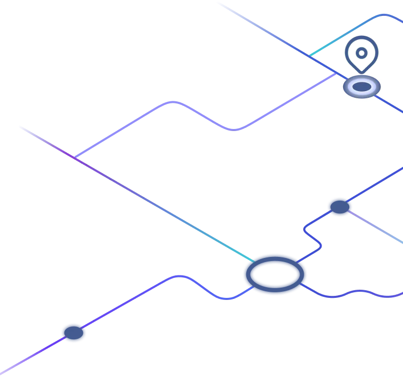 Абстрактная схема маршрутов с линиями и меткой геолокации